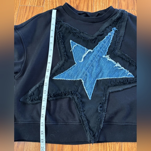 POL brand inspired * HANDMADE UPCYCLED ONE-OF-A-KIND BLACK CROPPED SWEATSHIRT - Picture 4 of 7